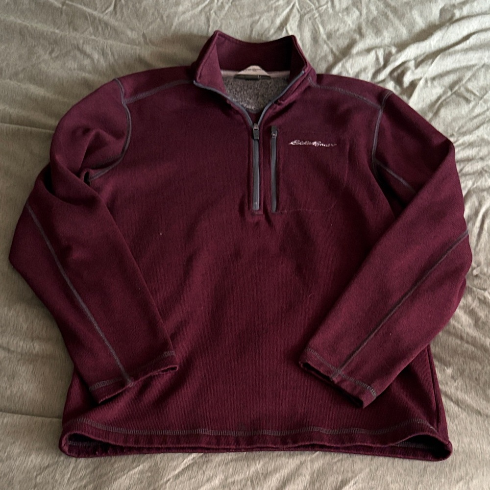Eddie Bauer Burgundy Quarter-Zip Fleece